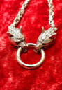 Necklace Wolf Heads with Ring Stainless Steel