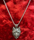 Necklace with Pendant - Wolf Head with Odal Rune -...