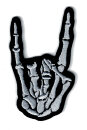 Skelett Hand Pommesgabel Metal Horns - Aufnäher / Patch
